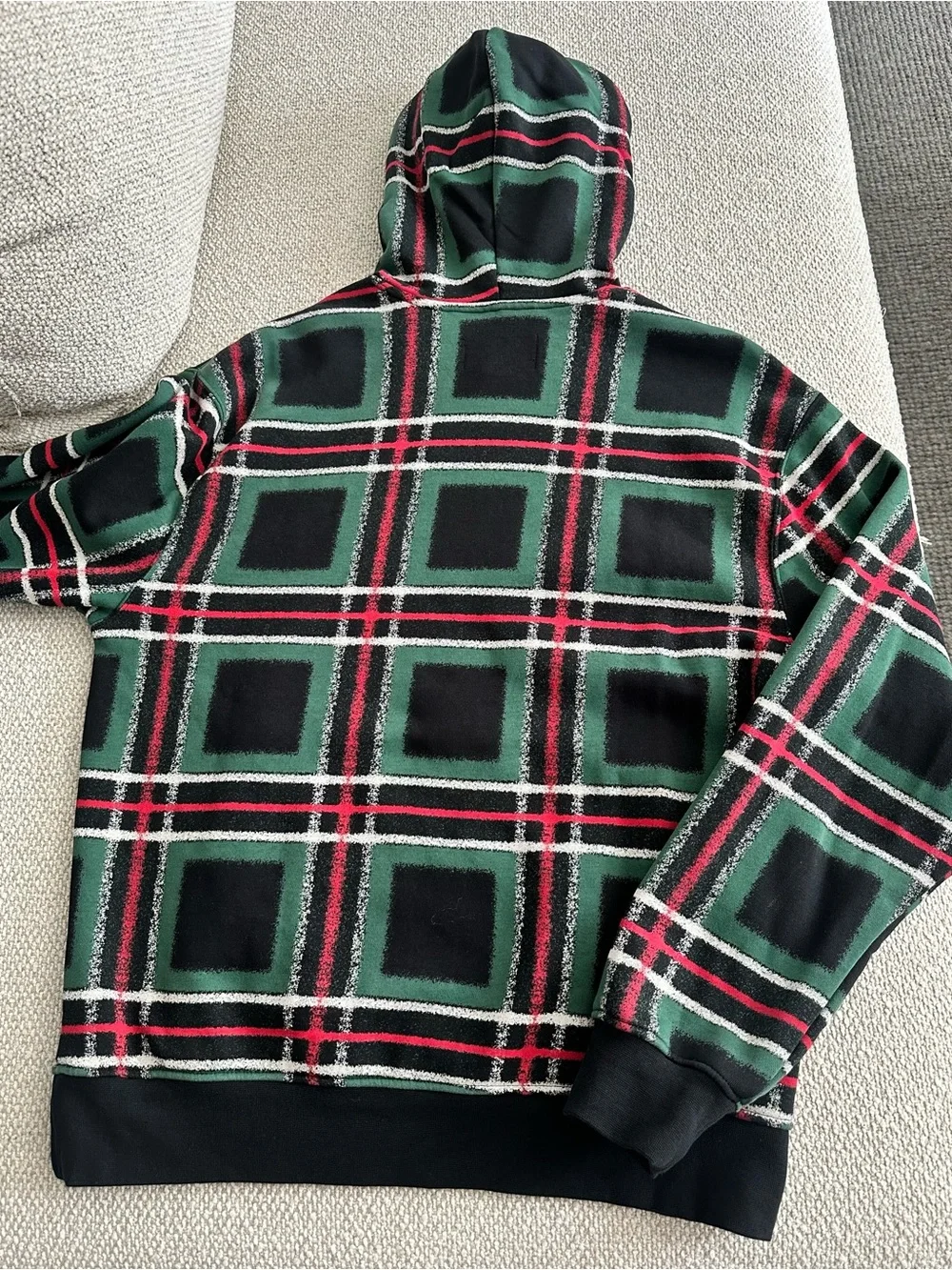 Jordan Green Black Red Plaid Hooded Pullover
